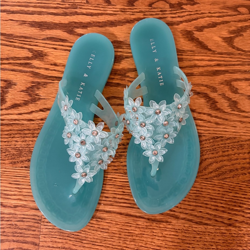 Kelly & Katie Aqua Floral Sandals